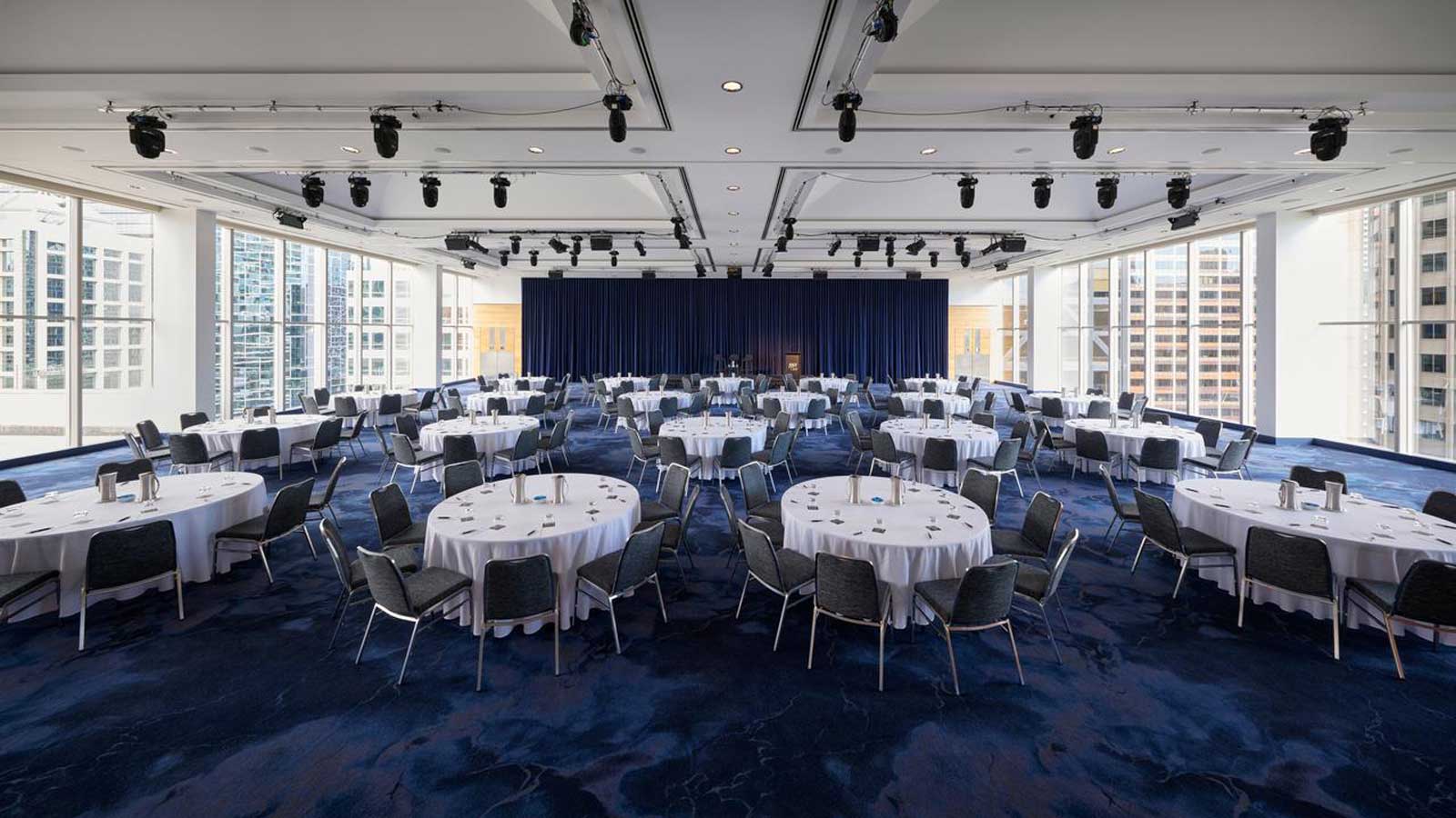 Level 17 set up cabaret for corporate event