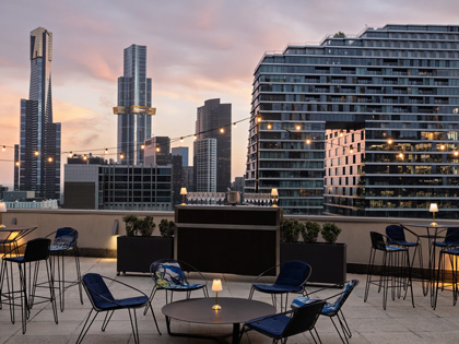 Level 17 set up for event at sunset