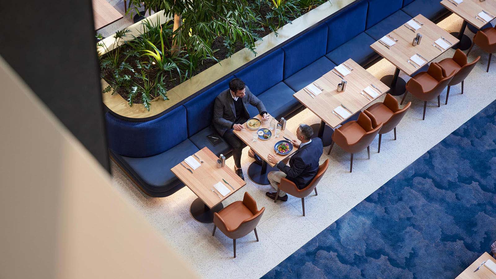 An overhead shot of the RACV City Club bistro.