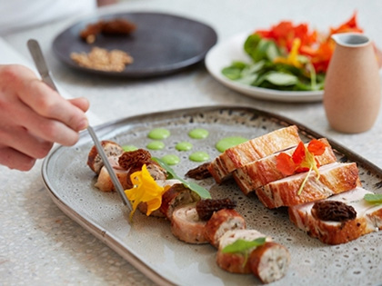 A sliced dish at Sojourn.