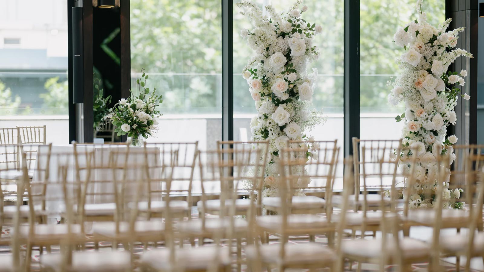 Club Pavilion set for a wedding ceremony