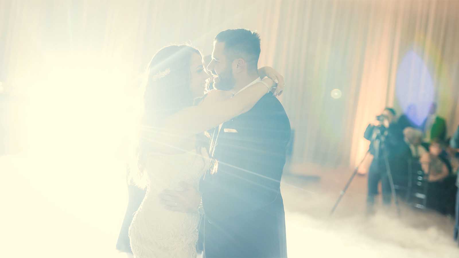 Bride and groom having their first dance.