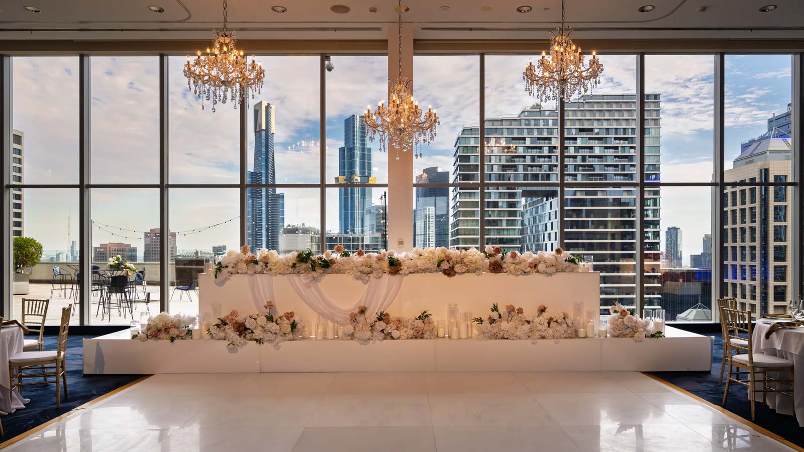 Level 17 set up for a wedding reception