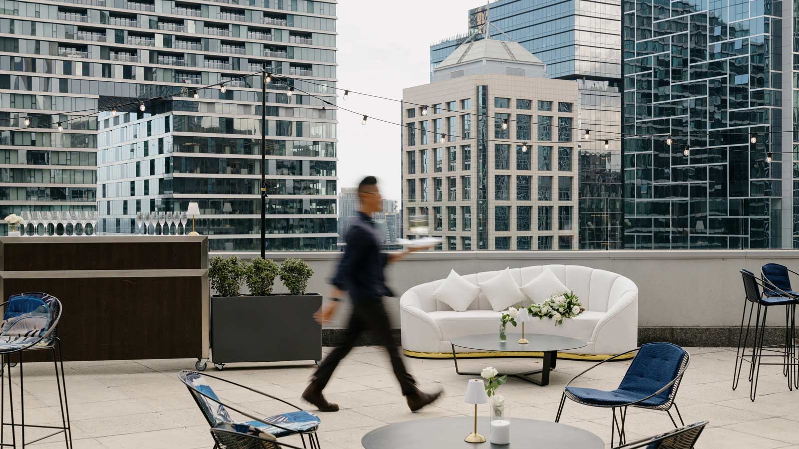Waiter serving drinks at a wedding reception