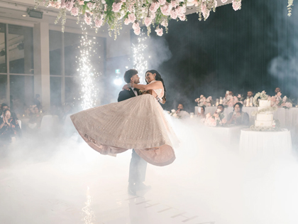 Couple dancing together at their wedding
