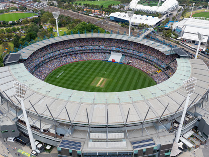 Aerial view of the MCG with large crowd in attendance