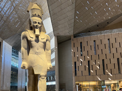 An egyptian statue in a museam