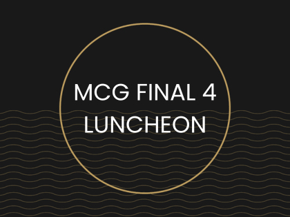 Final 4 Luncheon written in a gold circle with a black background. 