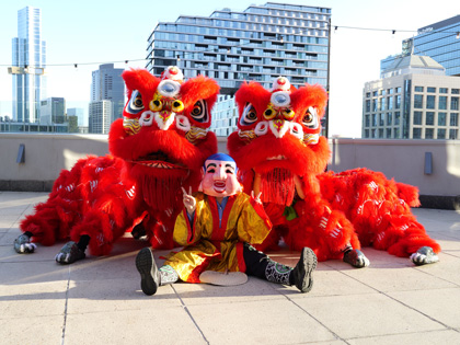 Dressed up character for the Lunar New Year on the roof of level 17