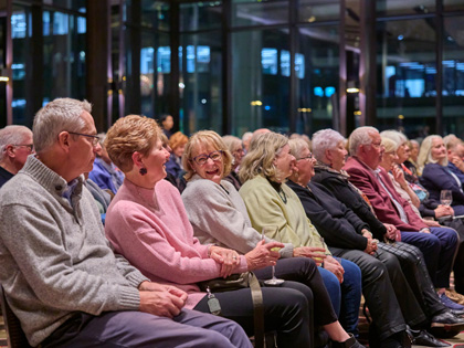Author speaking in front of Club Members