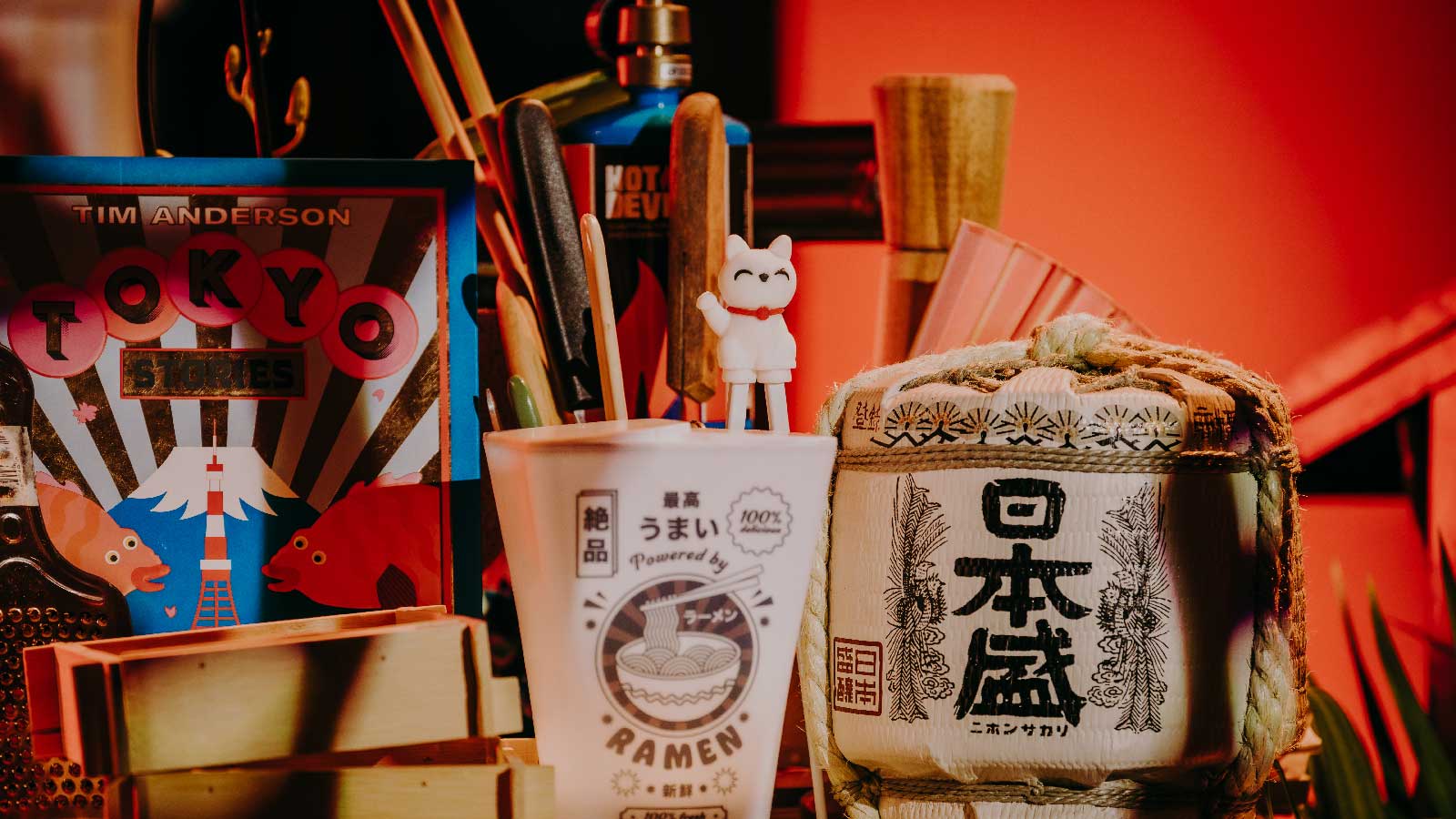 Japanese ornaments on display.