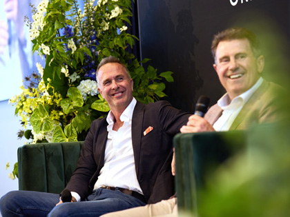 Michael Vaughan speaking at the cricket luncheon