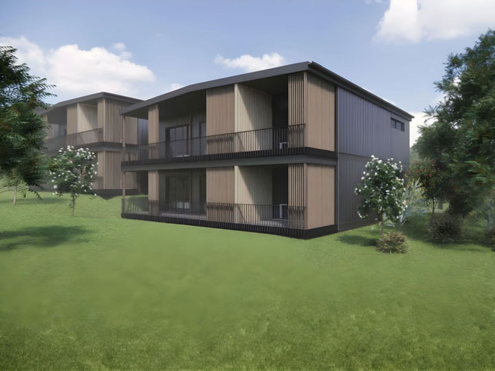 A digital creation of the planned villas at Healesville.