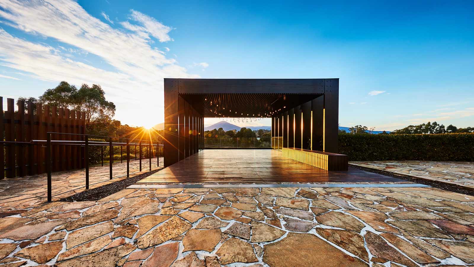 Healesville Gazebo front on view with a mountain in the distance