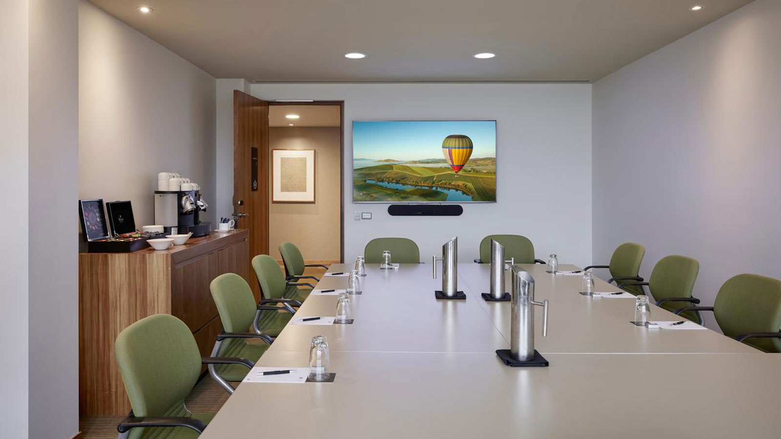 Meeting set up with boardroom table