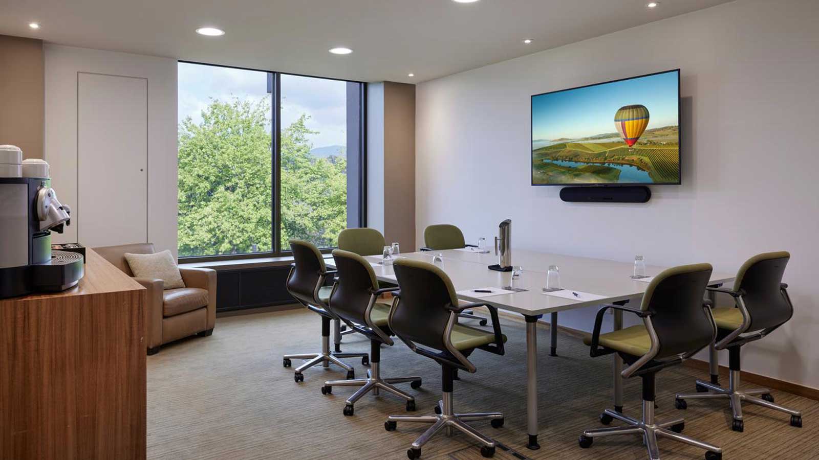 Small meeting set up with square table