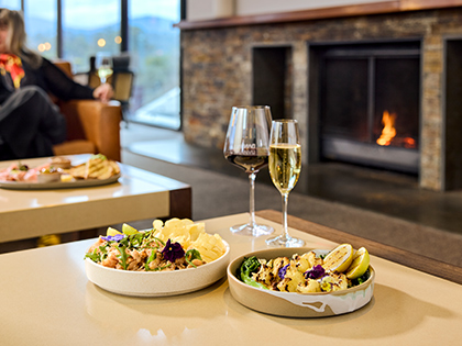 Two tapas dishes served in the members lounge of the Healesville Country Club.