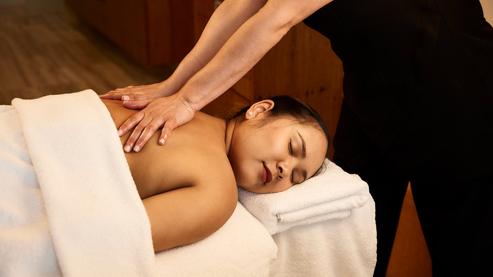 Person getting a back massage at RACV Healesville Country Club & Resort's One Spa.