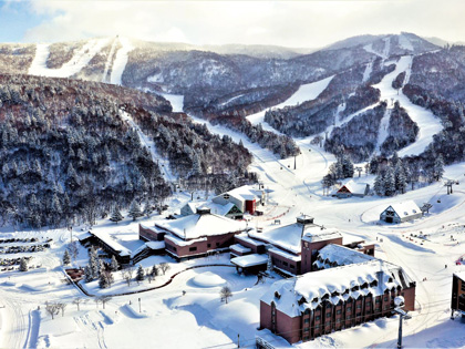 A snow resort in the mountains of Kiroro Peak