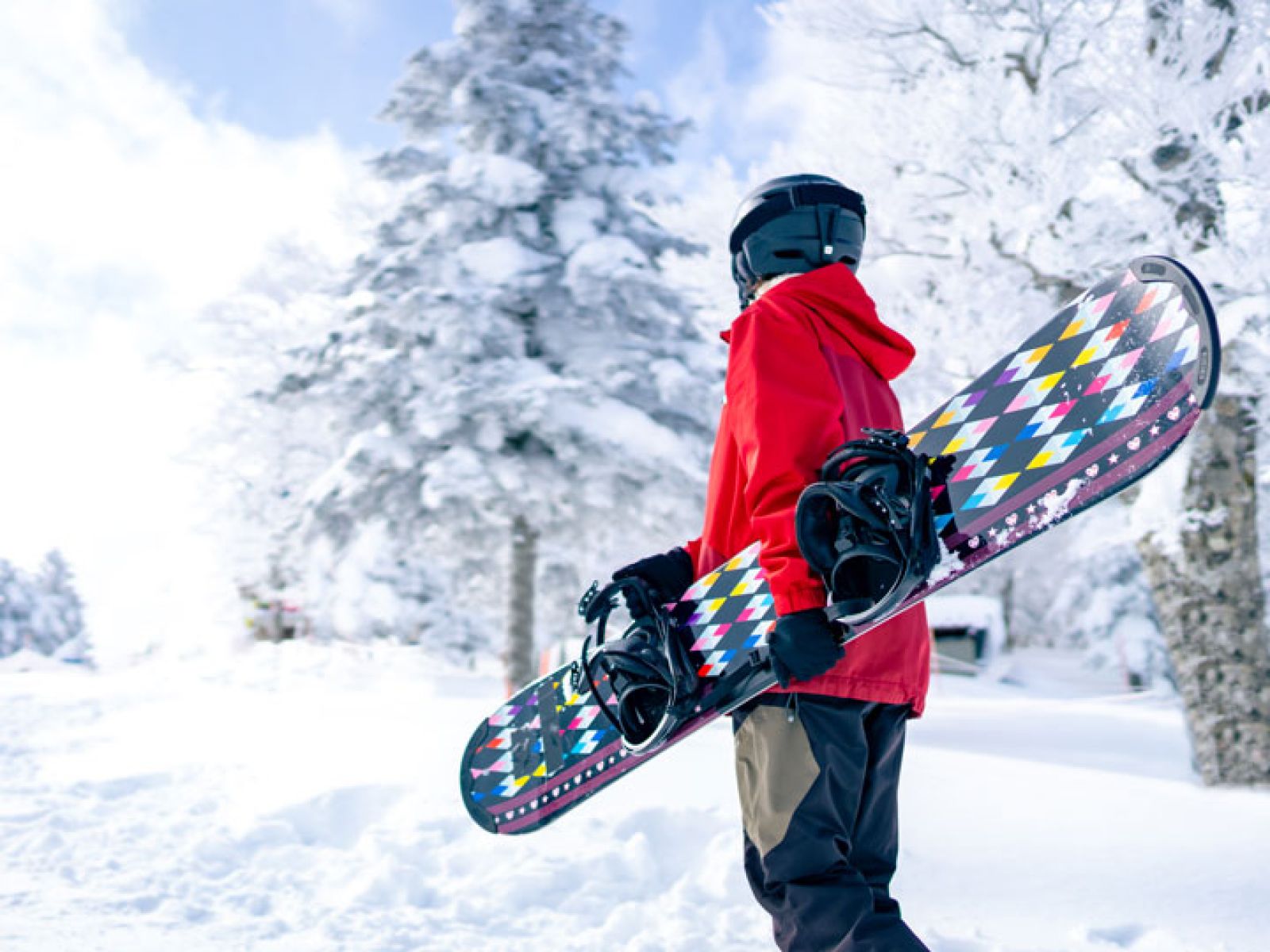 A snowboarder in Japan