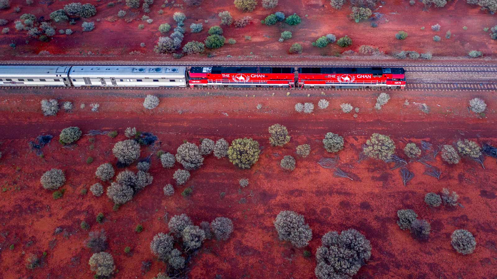 The Ghan travelling through Marla
