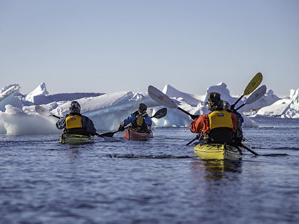 Tour group on an antarctic expedition.