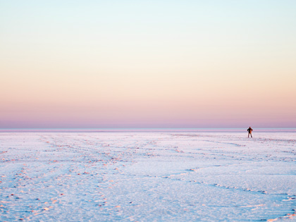 Lake Eyre salt lake with the sky displaying some beautiful colours