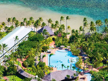 Aerial view of a fijian resort.