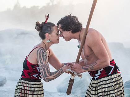 A Hongi ceremony at Te Puia in New Zealand.
