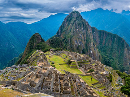 Overview of the lost inca city Machu Picchu in Peru.