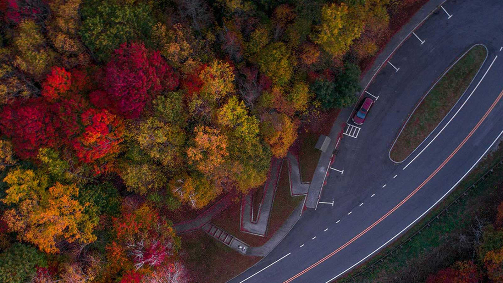 Aerial view of a Victorian road rest stop. 