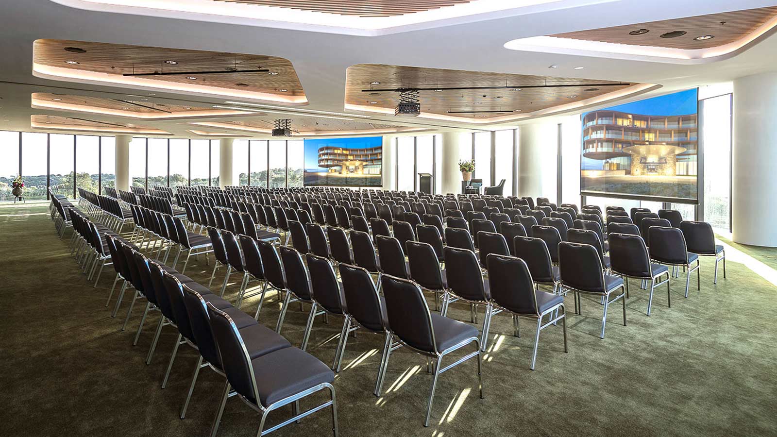 Great Southern Ballroom at RACV Cape Schanck Resort, set up theatre style.