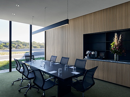 Bass 3 meeting room at RACV Cape Schanck Resort, set up boardroom style.