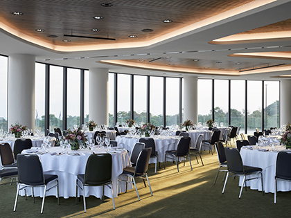 Horizon Ballroom at RACV Cape Schanck Resort, set up banquet style.