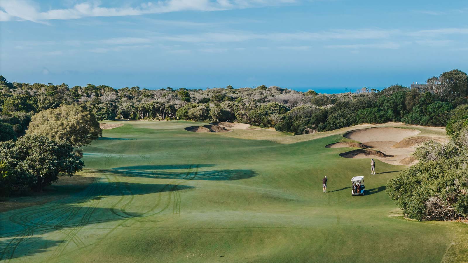 Overhead view of the contours of the green at Cape Schanck golf course.