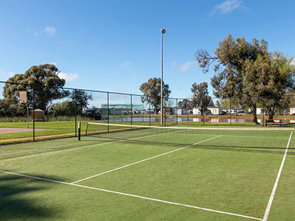 Grass tennis court at RACV Cobram Resort.