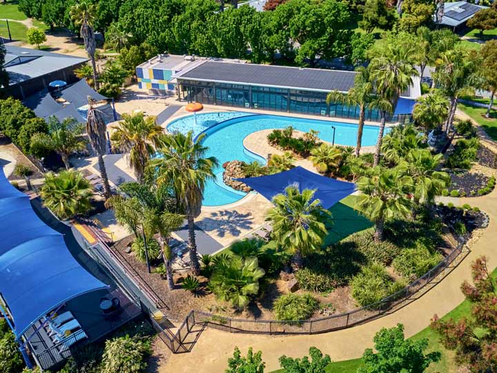 Aerial view of the pool at Cobram