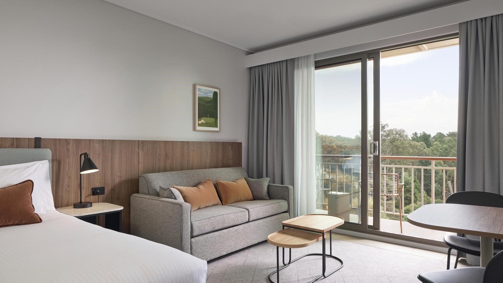 An interior view of the living area in the Resort Suite at Goldfields.