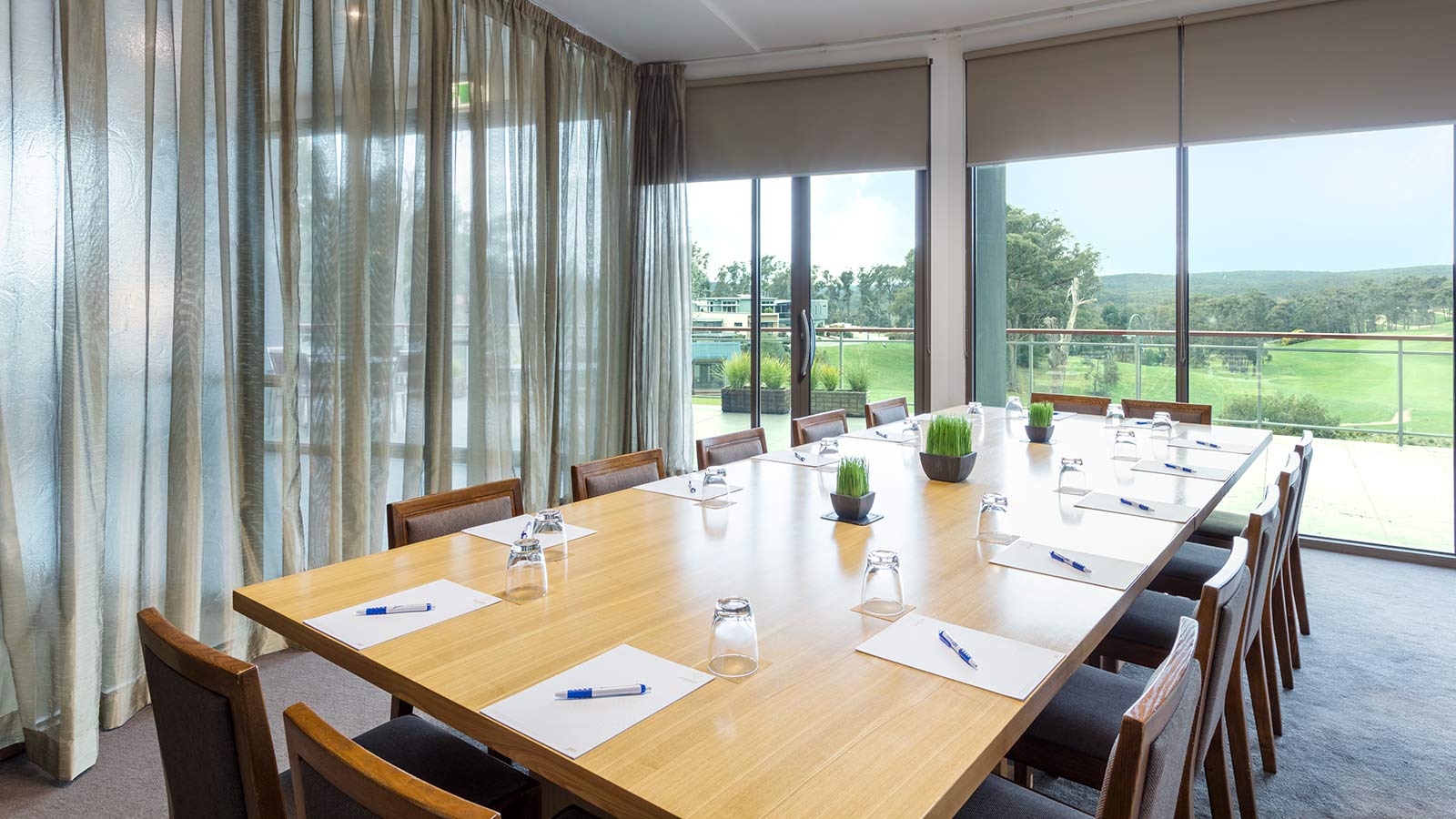 Macedon room at RACV Goldfields, set up boardroom style.