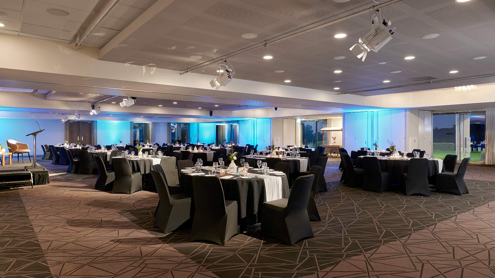 Grand Ballroom at RACV Goldfields Resort, set up banquet style.