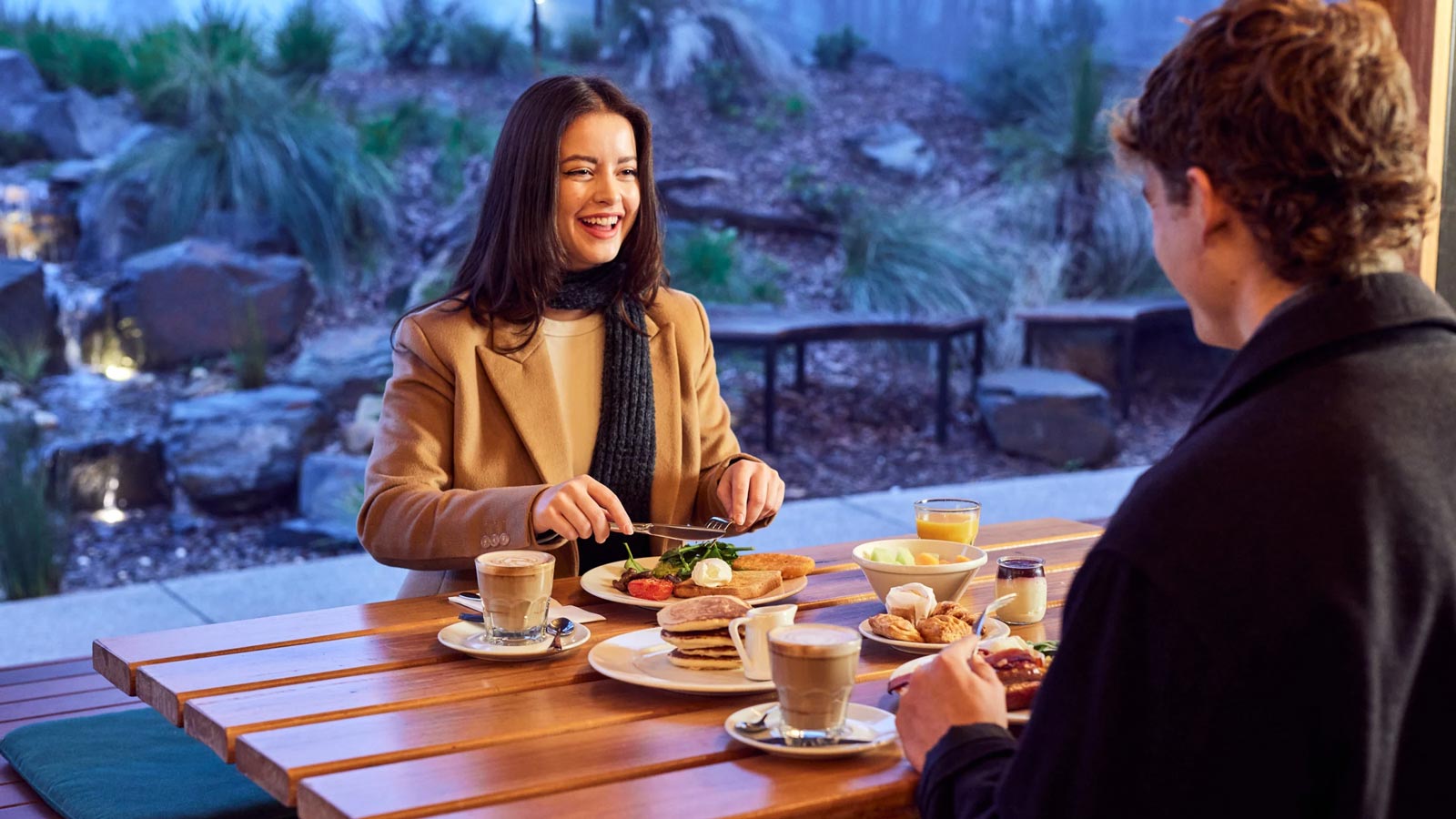 Couple having breakfast together at RACV Goldfields