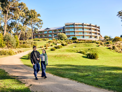 Couple going for a walk at RACV Goldfields