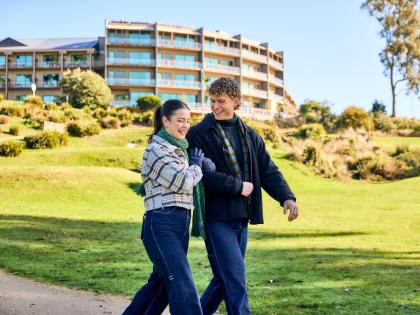 resort grounds couple
