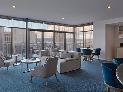 Lounge room of the penthouse at RACV Hobart Resort.