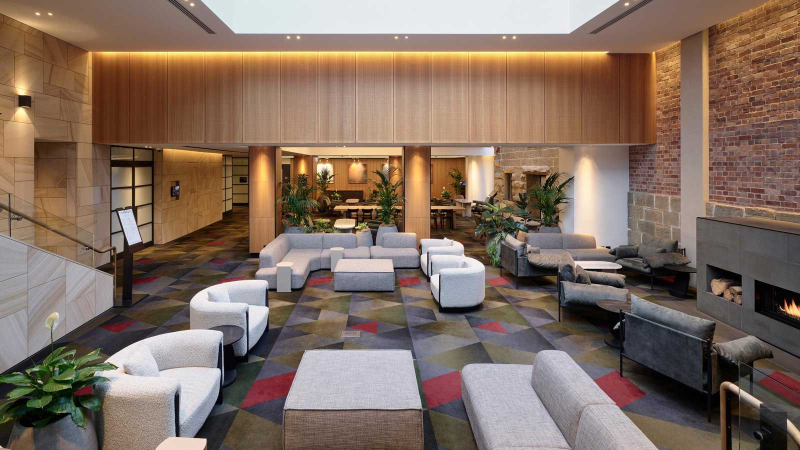 Lobby area with ample seating.
