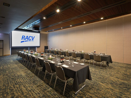 The Inlet room set up with 2 boardroom tables