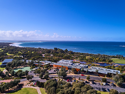 RACV Inverloch Resort during the day, near the ocean.