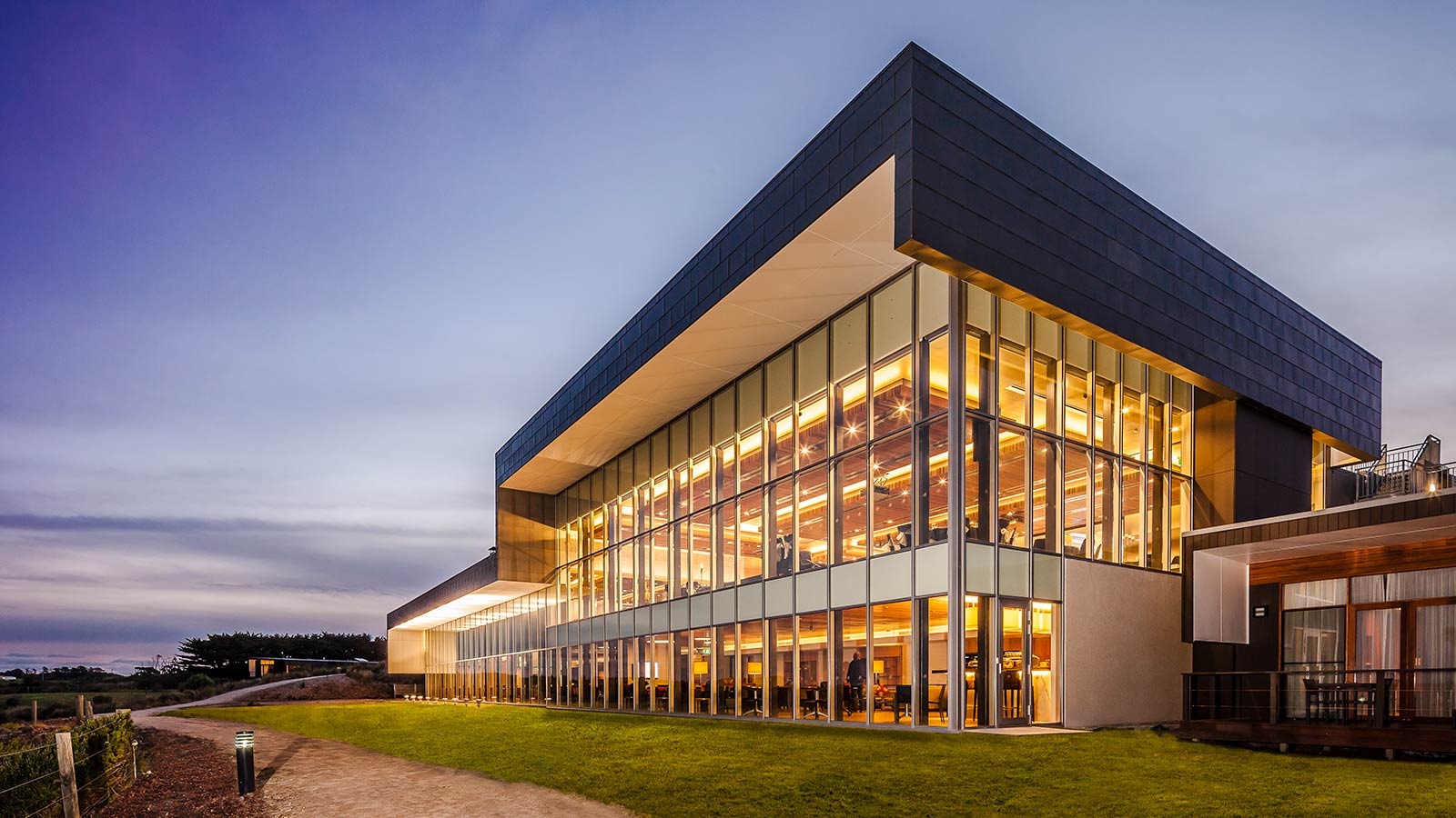 Sun setting over RACV Inverloch Resort.
