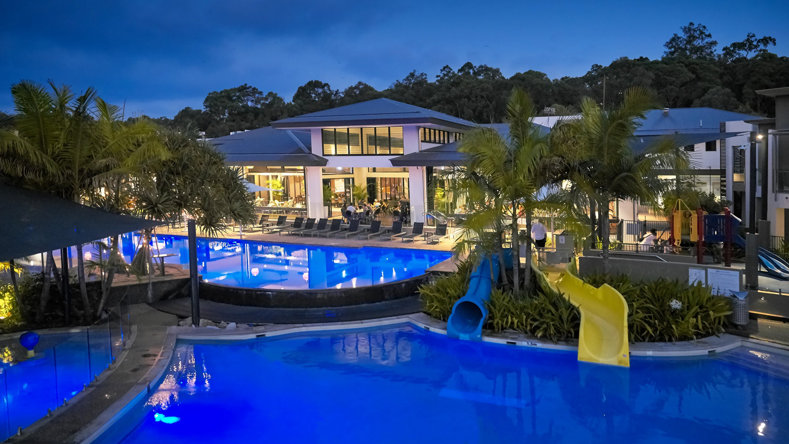 Noosa pool at night time