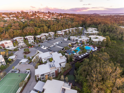 Noosa resort from an aerial view